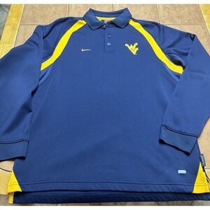 West Virginia WVU Nike Team Shirt Men Sz M Blue Yellow Swoosh‎ Heavyweight Mesh